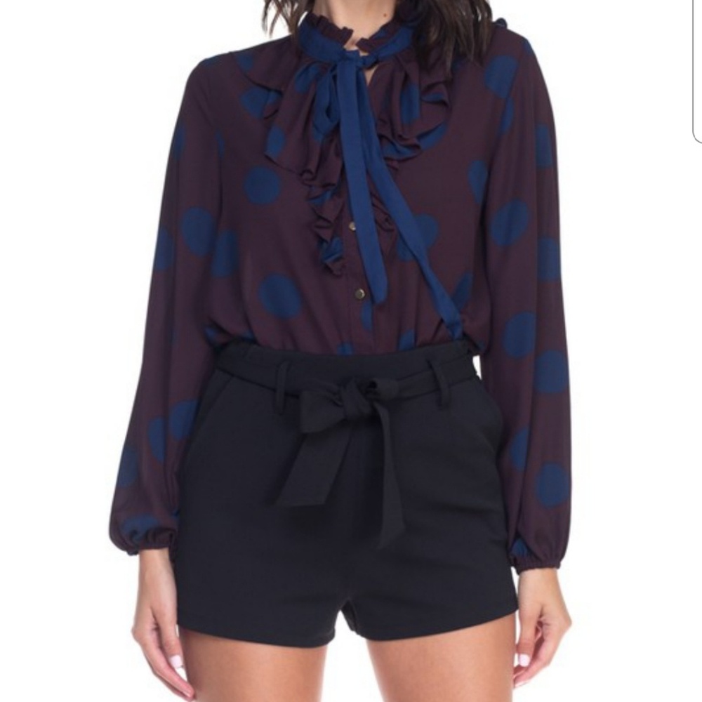 Plum Polka Dot Long Sleeve Blouse - Picture 6 of 6